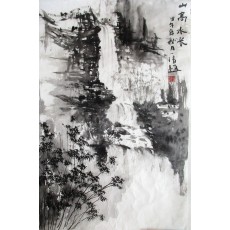 Водопад на озере Баофэнг. Китай. Китайская живопись, Елена Касьяненко, пейзаж, гохуа, горы-воды, се-и