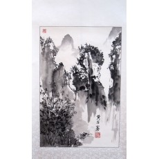 Желтые скалы. Китай. Китайская живопись, Елена Касьяненко, пейзаж, гохуа, горы-воды, се-и