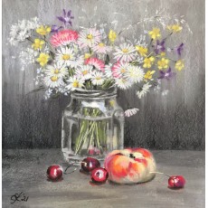 Натюрморт с маргаритками, Елена Касьяненко, soft pastel,пастель, сухая пастель